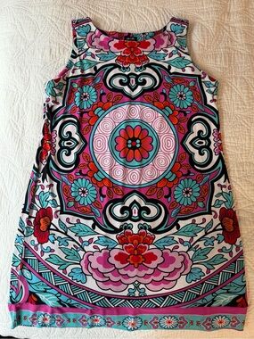 Nicole by Nicole Miller Pink & Teal Floral Medallion Tank Dress